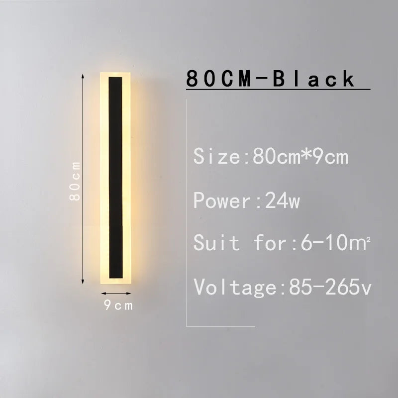 MING-JIE-LUO Indoor-Outdoor Waterproof Long Vertical Rectangle Silver Polished Chrome Aluminum Metal Body AC-Powered Acrylic Warm-Cool White LED Light Courtyard Wall Light Fixtures /Colors-Silver/Black/White