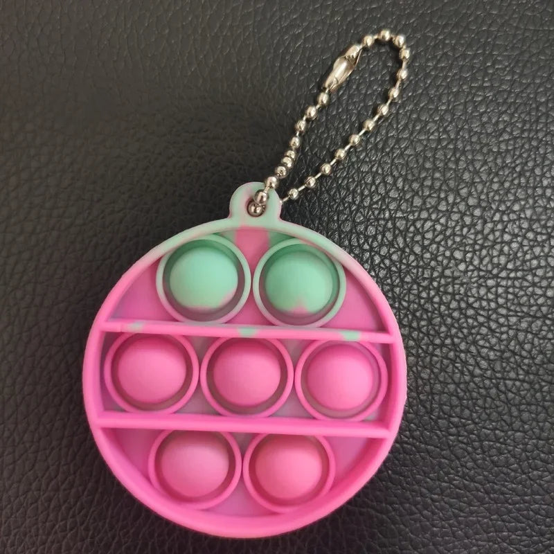Multiple Shapes Mini Keychain Pinch Music Silicone Push Pops Rainbow Sherbet Ice Cream Colors Fidget Toys/Colors-Pink/Multicolor/Ages: 18 + Years Older