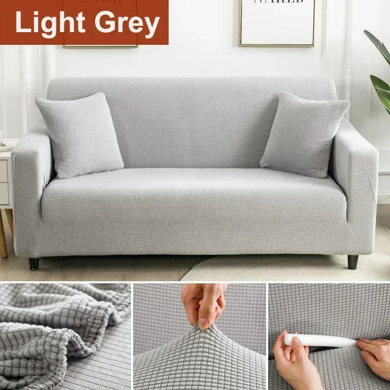 L-Shaped Jacquard Polyester Fabric Fall-Winter Elastic Stretch Sofa Covers /Colors-Gray/Beige/Geometric/Green/Red