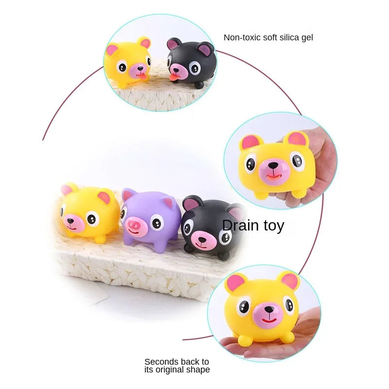Kids Soft Plastic Silica Gel Non-Toxic Cartoon Cute Talking Babies-Bear-Rabbit-Pig-Tiger Animal Anxiety-Stress Reliever Toys/Ages: 13-18 Years Old/ Colors-Multicolor/Purple/Yellow/Pink/White/Animals