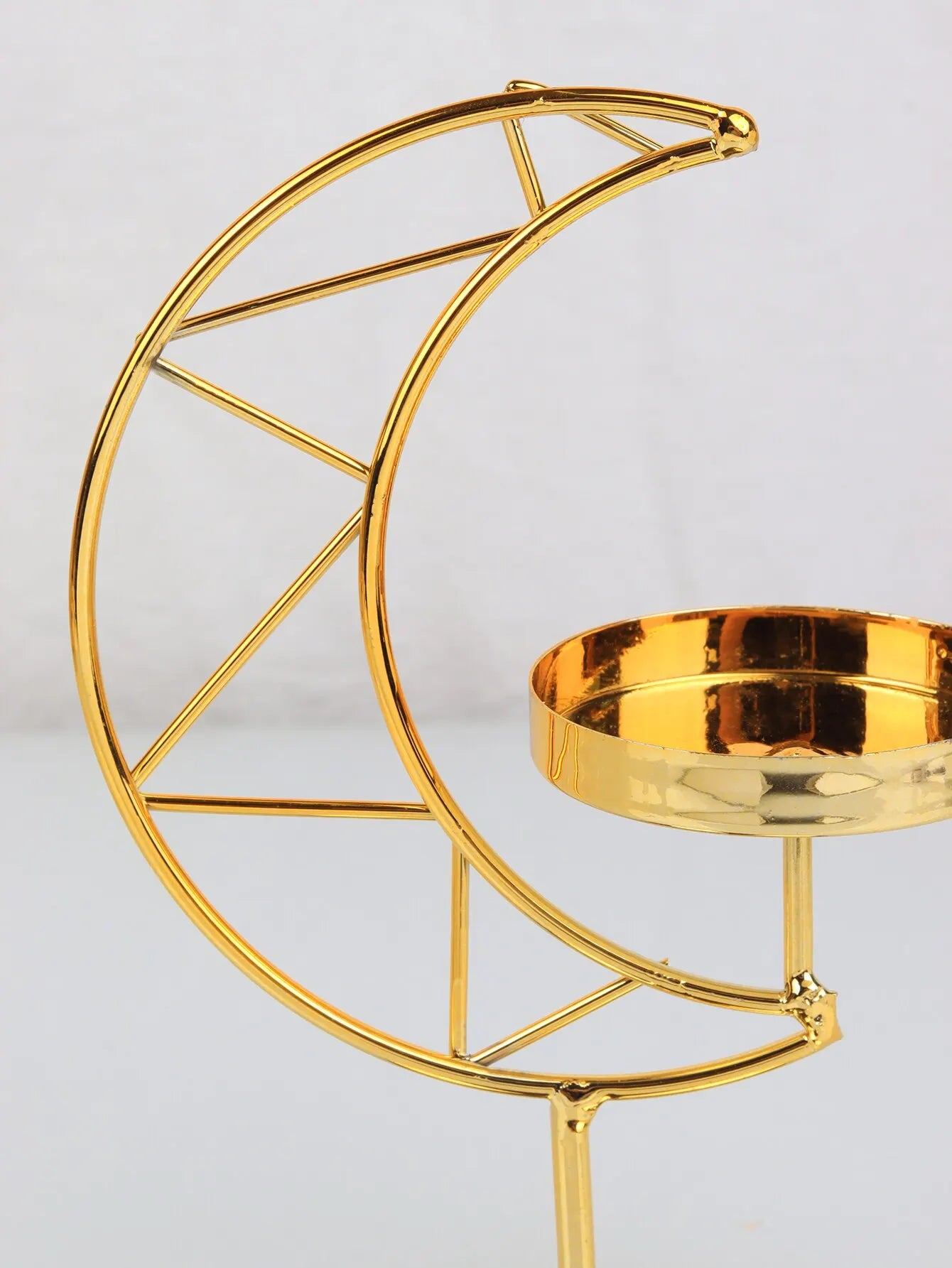 Gold Iron Colored Hanging Half-Moon Shaped Standing Small Tealight Candle Stand Holders