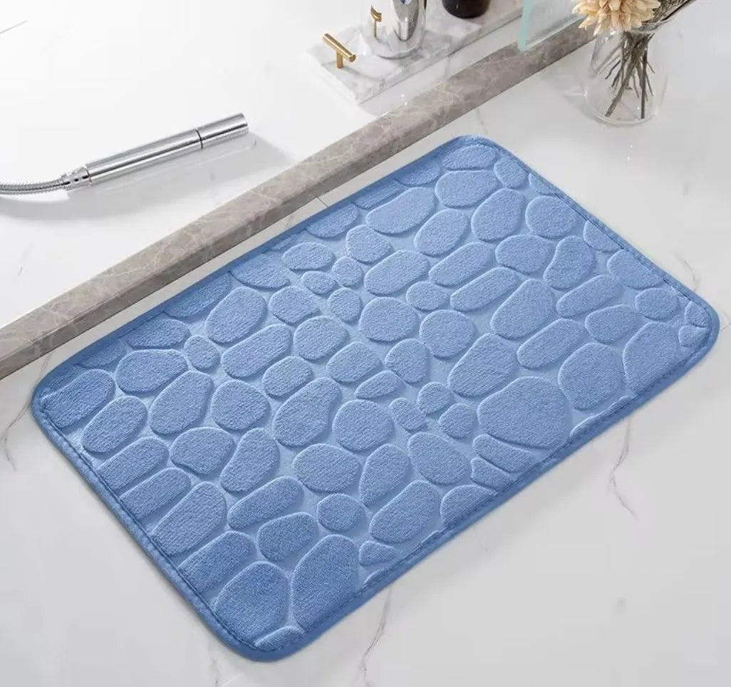 Soft Durable Memory Foam Non-Slip Printed Pebble-Like Coral Stone Design Polyester Bathroom Mats/ Colors-Grey/ Light Yellow/Russet/Size: 40x60 cm