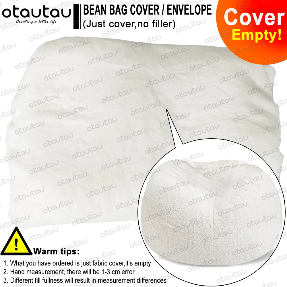 OTAUTAU Velvet Giant Bean Bag Chair Outside Slipcover/Size: 200cm x 230cm(78''dia)/Colors-Gray/White/Pink