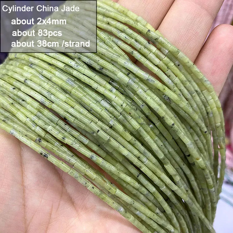 Wholesale 100% Natural Green Jade Cylinder Square Irregular Faceted Round Stone Beads for Jewelry Making Diy Bracelet Charms