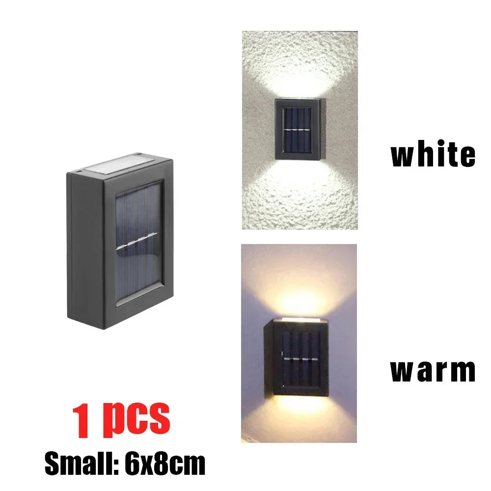 2 LED Solar Wall Light UP and Down Illuminate Outdoor Sunlight Sensor Lamp IP65 Waterproof Decor for Home Garden Porch 1~8 packs