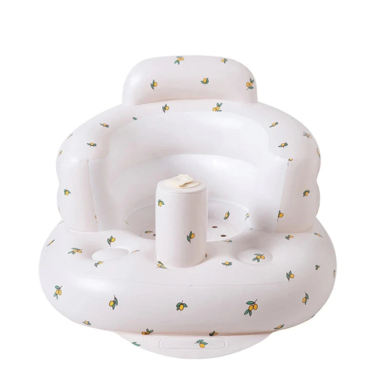 Babies PVC Cartoon Olive Flower-Bear Head Animal Print Soft Front Gear Surround Large Arc Backrest Breathable Sunk Base Built-In Air Pump Inflatable Chairs/Ages: 6 Months-3 Years Old/Colors-Floral/Animal/Dots/Multicolor
