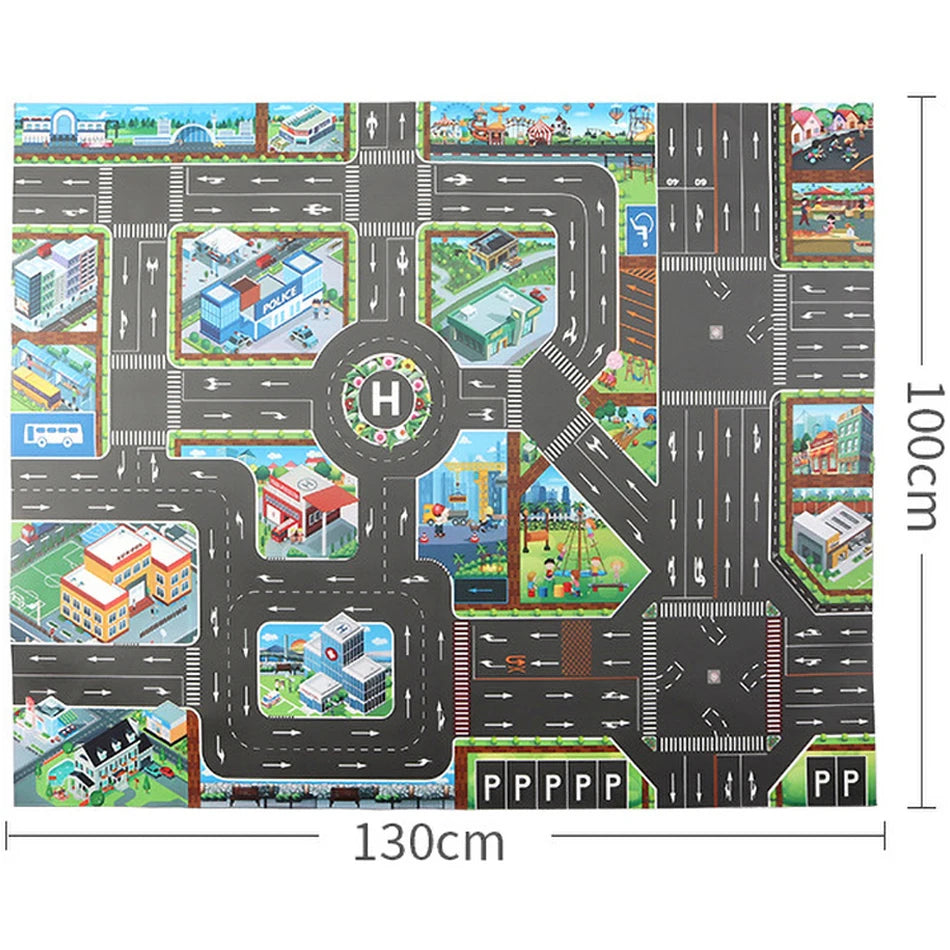 Babies Plastic Waterproof Non-Woven Cartoon Traffic Road Maps Crawling Educational Play Mats/Colors-Multicolor/Gray/Black/Blue/Babies Ages: 6 Months + Older