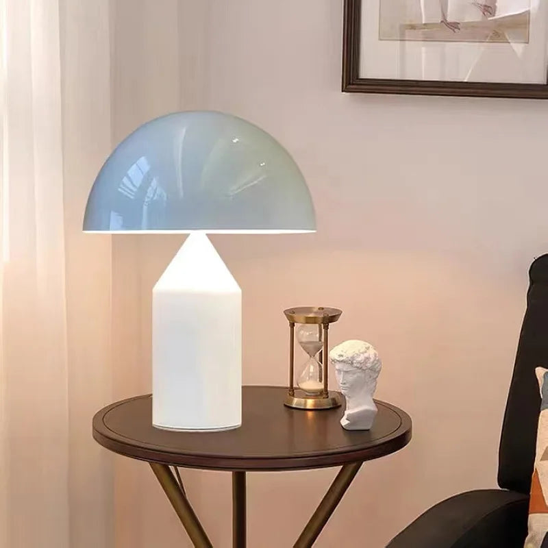 ART DECO LED Metal Mushroom Downward Up-Down Shade Table Lamps/Colors-Gold/White/Black/Bronze/Silver/Batteries Not Included