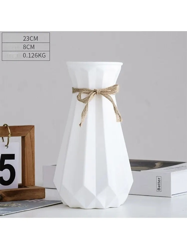 Nordic Modern Round Square Conical Plastic Decorative Flower Vases/Colors-Black/Pink/Blue/Green/White