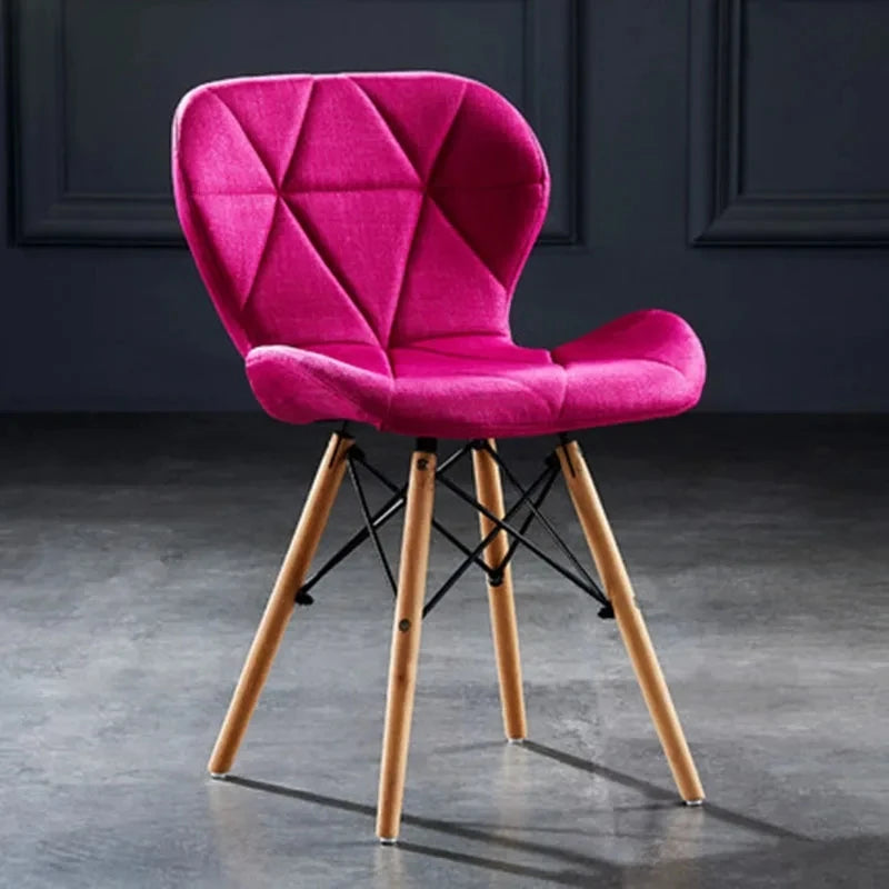 Nordic Cotton Hemp Upholstered Dining Beech Wood Legs Chairs/Colors-Purple/Red/Blue/White/Green/Yellow/Beige/Brown/Orange/Pink/Black