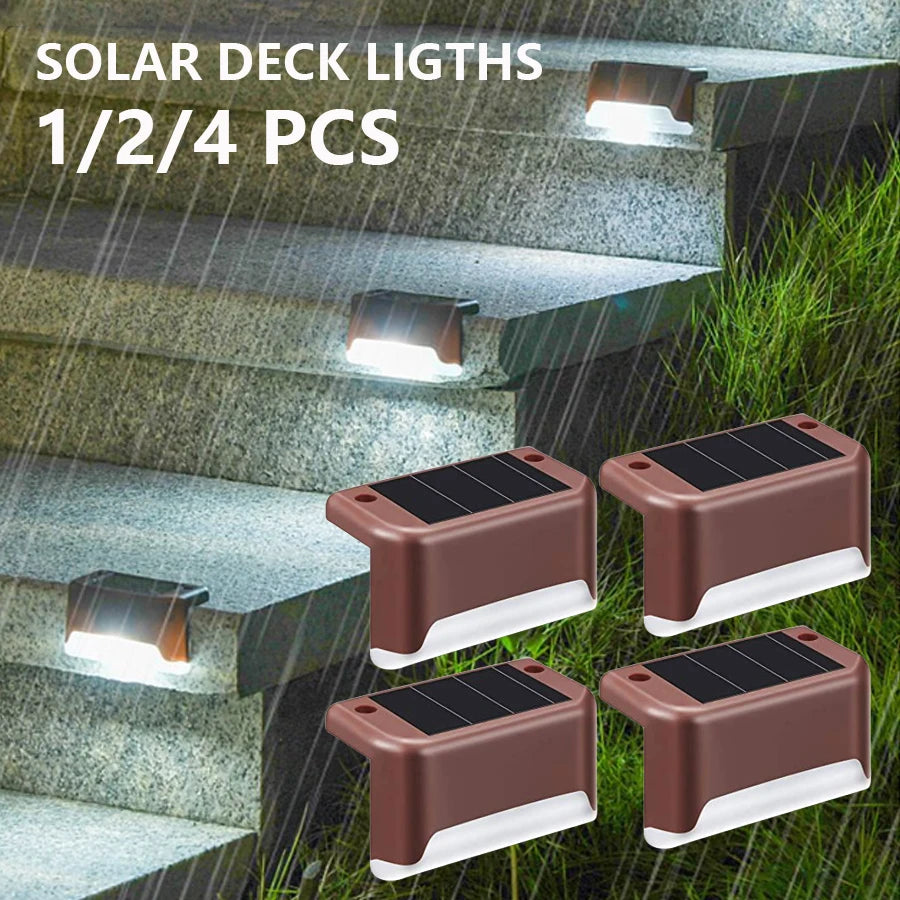 Modern intelligent Cool Light Control 1-2-4 PCS Waterproof IP44 Protection LED Solar Powered Deck Stairs Lights/ Colors-Black/Brown/Multicolor