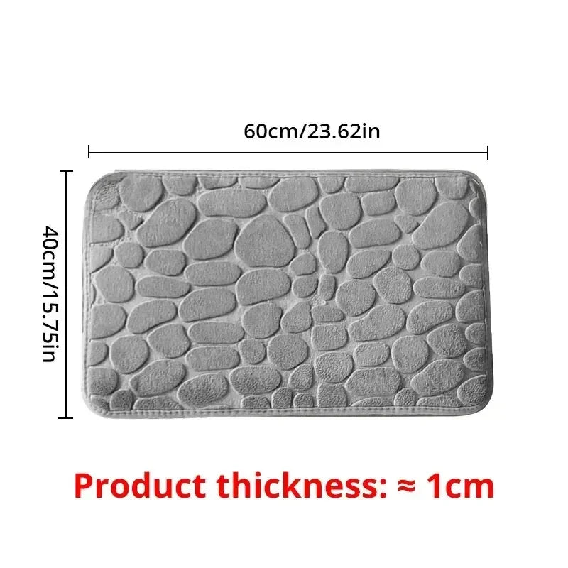 Soft Durable Memory Foam Non-Slip Printed Pebble-Like Coral Stone Design Polyester Bathroom Mats/ Colors-Grey/ Light Yellow/Russet/Size: 40x60 cm