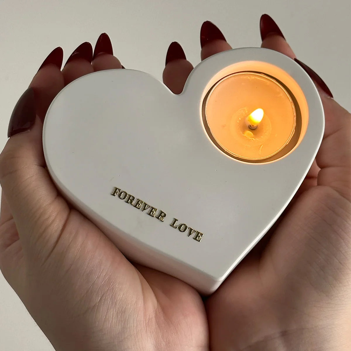 Silicone Heart-Moon Shape Plaster Cement DIY Handmade Resin Craft Milky White Candleholder Molds