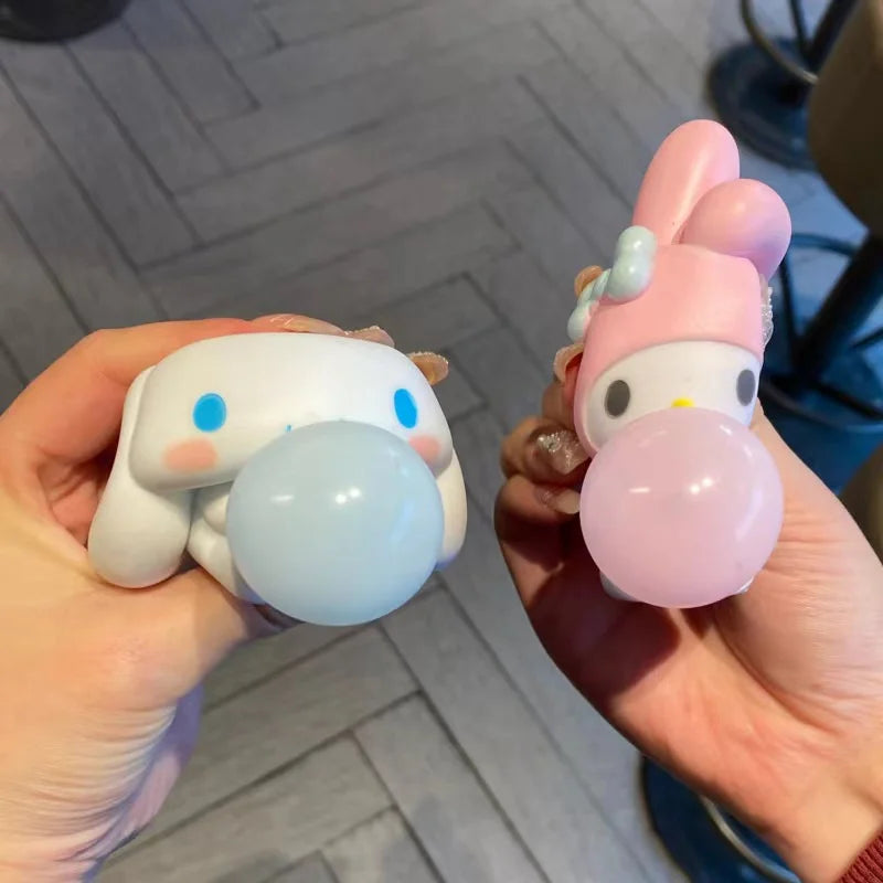 10 PCS Soft Squeezable Plastic Synthetic Silicone Cartoon Anime Sanrio Kuromi Melody Animal Anxiety-Stress Relief Toys/Ages: 13-18 Years Old Adults/Colors-Pink/White/Gray/blue/Black/Multicolor/Dots