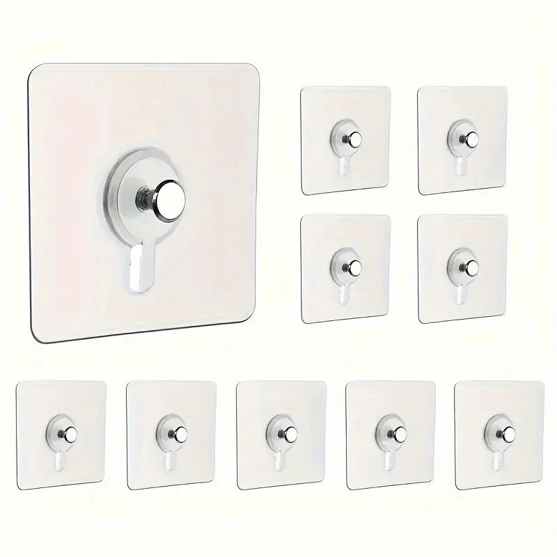 10 PCS Set Transparent Clear Acrylic Heavy-Duty Punch Free Wall Picture Frame Hanger HOOKS