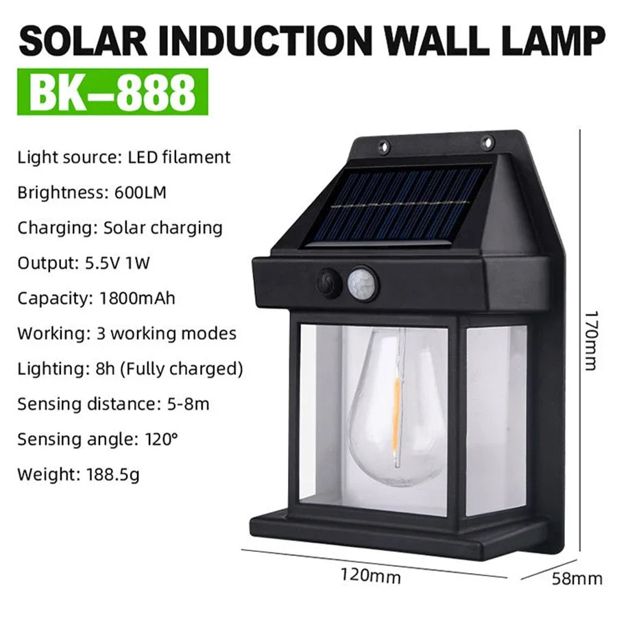 XIWANGFIR Outdoor Solar LED Bulbs Tungsten Wire Wall Light Garden Induction Lamp Garden Villa Night Light Lighting Waterproof