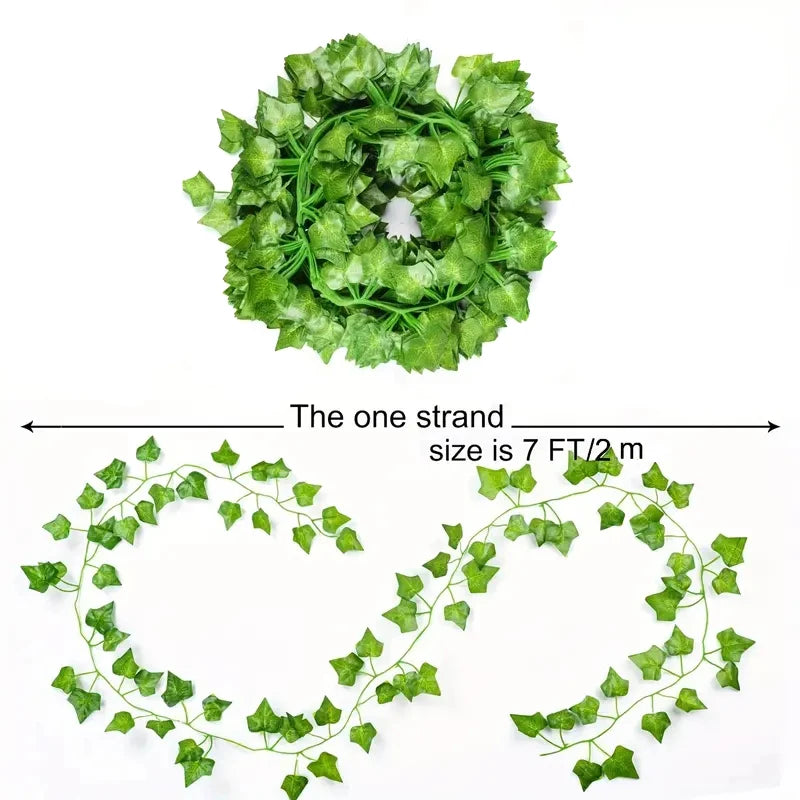 Small Outdoor Green Plastic Artificial Non-Flowering IVY Vine Garland Hanging Leaf Plant
