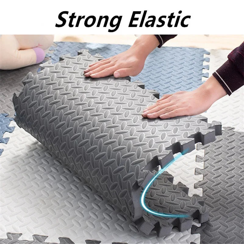 Tatame Babies 6 PCS Set Thick Strong Cuttable Elastic Split Interlocking Foam Joint Anti-Slip Bottom Playroom Floor Mats/Colors-Multicolor/Pink/Gray/White/Purple/Beige/Geometric