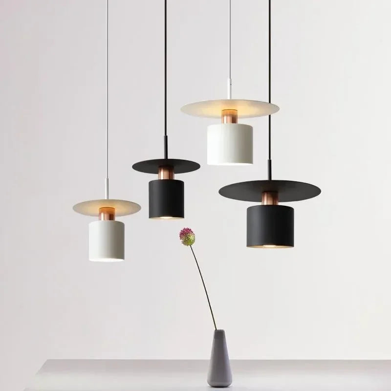 Modern Geometric LED Pendant Cord Hanging Ceiling Lights/Colors-Black/White/Bulb Not Included/ E27 Bulb Size
