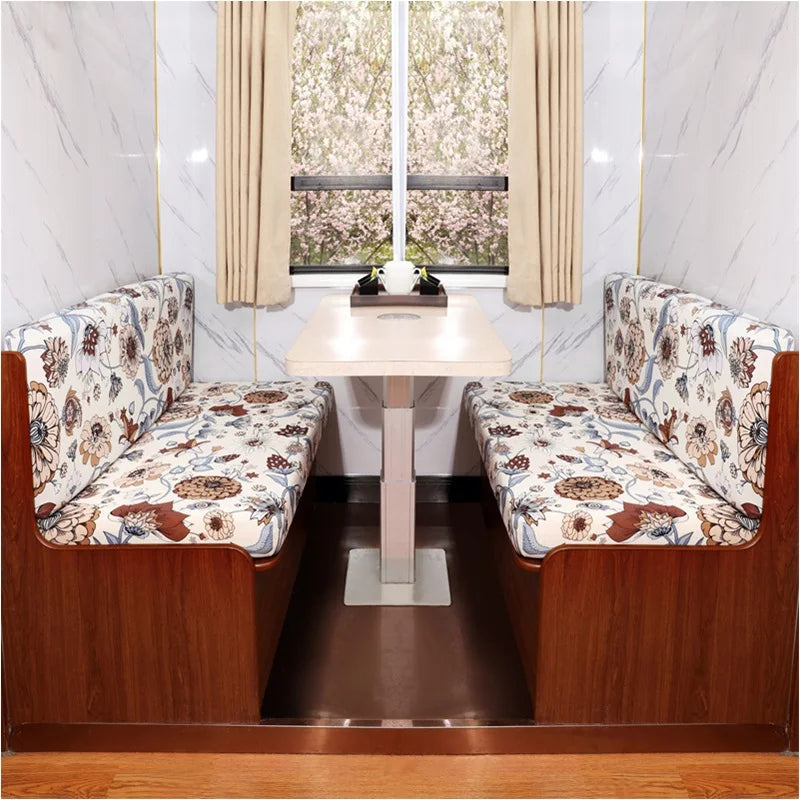 4 PCS Set Polyester Colorful Nordic Floral Flowers RV Camper Dinette Elastic Spandex Stretchy Armless Sofa Slipcovers