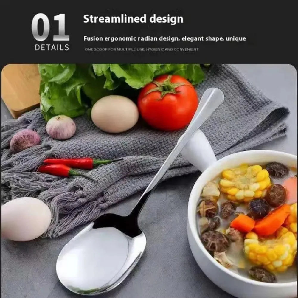 Kitchen Streamlined Design Silver Stainless Steel Serving Large Wide Flat Head Spoons