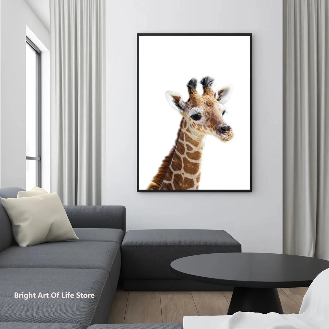 Unframed Baby Giraffe Animal Cotton Canvas Vertical-Rectangle Shape Poster Oil Prints