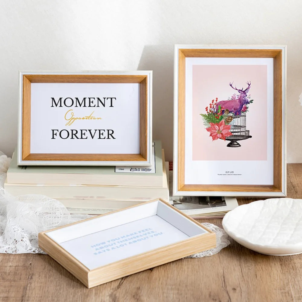 Wooden Rectangle Picture Frame Stand/Colors-Beige/Brown/Gold/Sizes: 5,6,7,8,10 inches