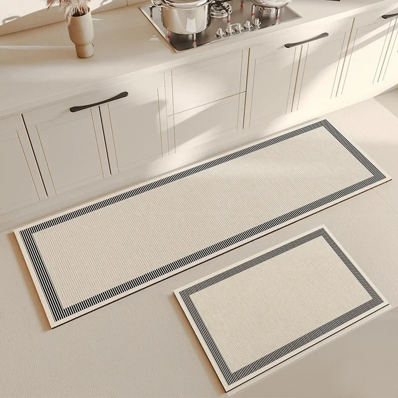 VIKAMA Kitchen Classic Modern Indoor-Outdoor PVC Persian Design Striped-Geometric Anti-Slip Fade Resistance Hypoallergenic Non-Toxic Japan South Korea Diatomite Rugs/Hand-Machine Washable