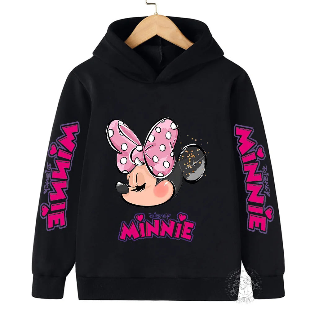 Child's Unisex Long-Sleeved Pullover Disney Minnie Polyester Winter Hoodies/No Head Pullcord/Colors-Pink/Red/Blue/Black/Gray/Yellow/White/Multicolor/Ages: 3-14 Years Old/Kids Sizes: 100/110/120/130/140/150/160