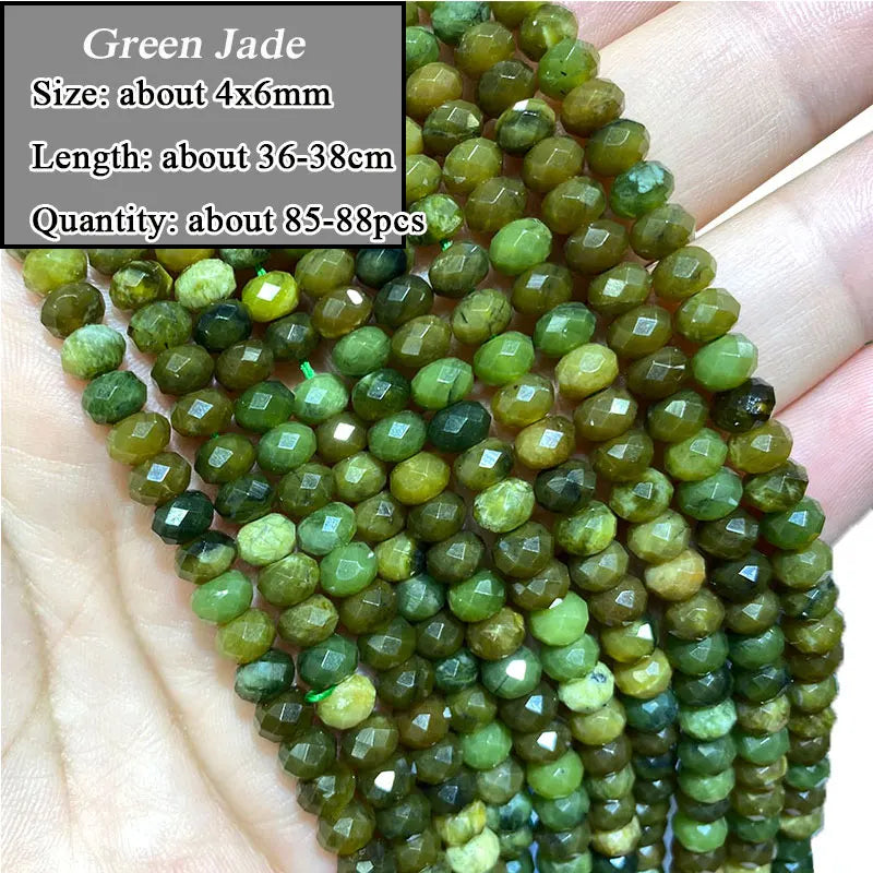 Wholesale 100% Natural Green Jade Cylinder Square Irregular Faceted Round Stone Beads for Jewelry Making Diy Bracelet Charms