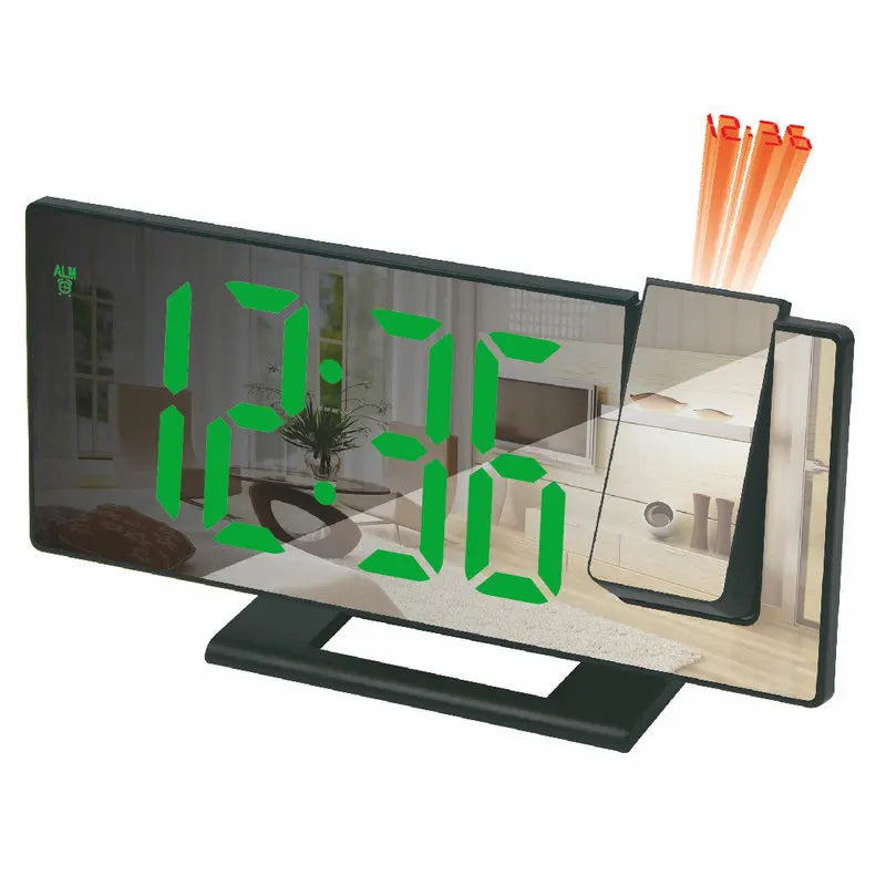 Mirrored Face Rectangle Intelligent Plastic Digital LED Multifunctional Projector Plug-In USB-DC Cable Alarm Clocks/Colors-Black/White/Multicolor