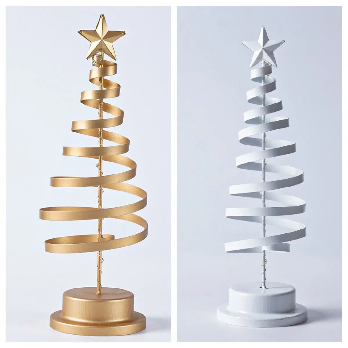 Acrylic Warm White LED Tabletop Fade-Wear-Resistant Christmas Tree Round Metal Base Table Lamps/ Battery Operated /3-AA Batteries (Not Included)/On/Off Switch/Colors-Gold/White/Clear/Silver