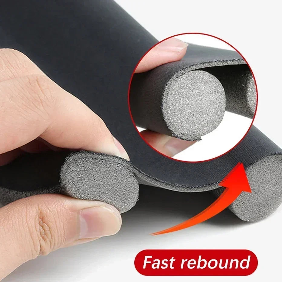 Non-Adhesive Adjustable Velvet Fabric Cuttable Round EVA Full-Half Cover Foam Under Door Sound-Proof Washable Cut-Off Air Flow Sealing Strips/Keep Bugs Out/Colors-White/Gray/Brown/Black