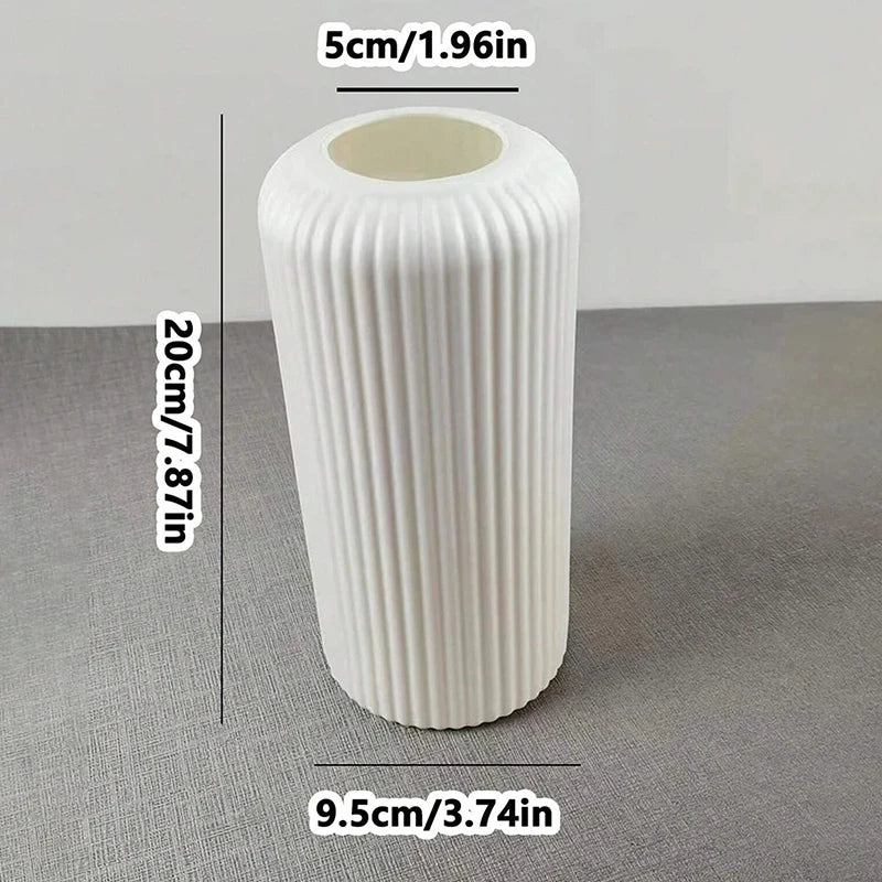 Striped Ceramic-Like Decorative Plastic Striped Vases/Colors-White/Black