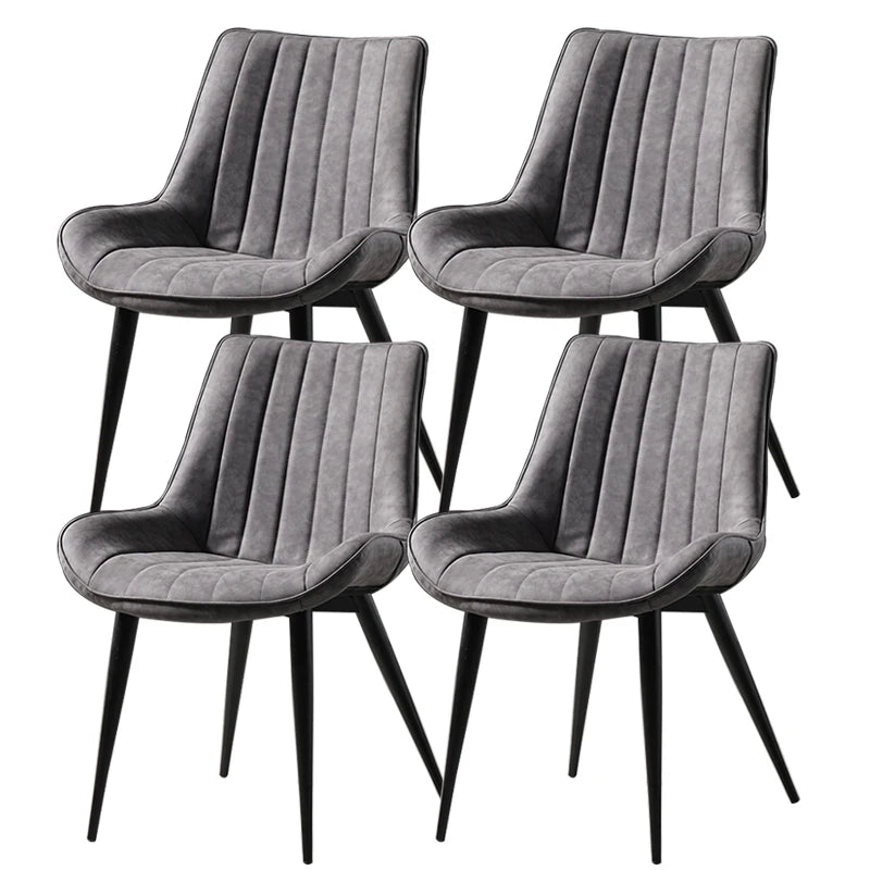 4 pcs Nordic Armless Leather Upholstered Backrest-Seat Dining Chairs/Colors-Black/Green/Brown/Beige/Orange/Gray