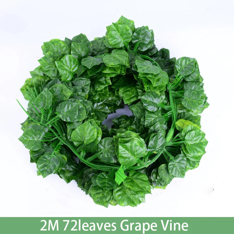Outdoor Green 12 PCS Set Artificial Rattan Garland Non-Flowering IVY Vine Plants