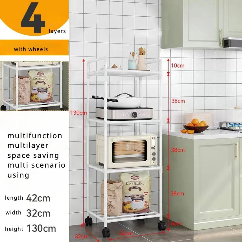 Small Kitchen Storage Cart w/ Wheels/Colors-White/Black