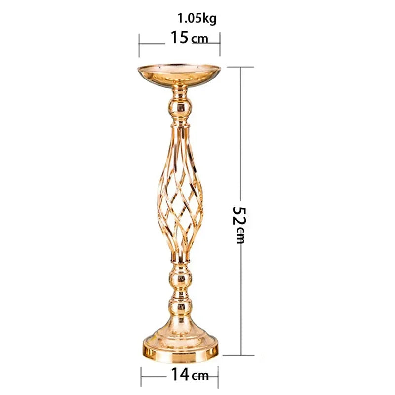 Classic Gold Plated Twisted Road Iron Cup Column-Ball Candleholders