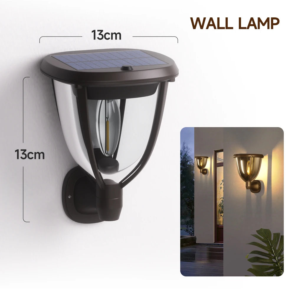 2 Brightness Solar Led Wall Lights Outdoor Light Control Waterproof Garden Country House Yard Decoration Lawn Lamp Post Light
