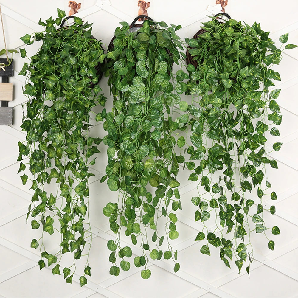 Green Plastic Non-Flowering Artificial Hanging Ivy Magnoliopsida Climbing Vine