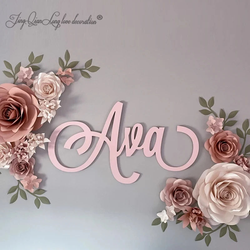 Baby-Kids Wood Custom Glowing-In-The-Dark-Letters Of Their Name Plaques/Colors-White/Pink/Gold/Black/Beige