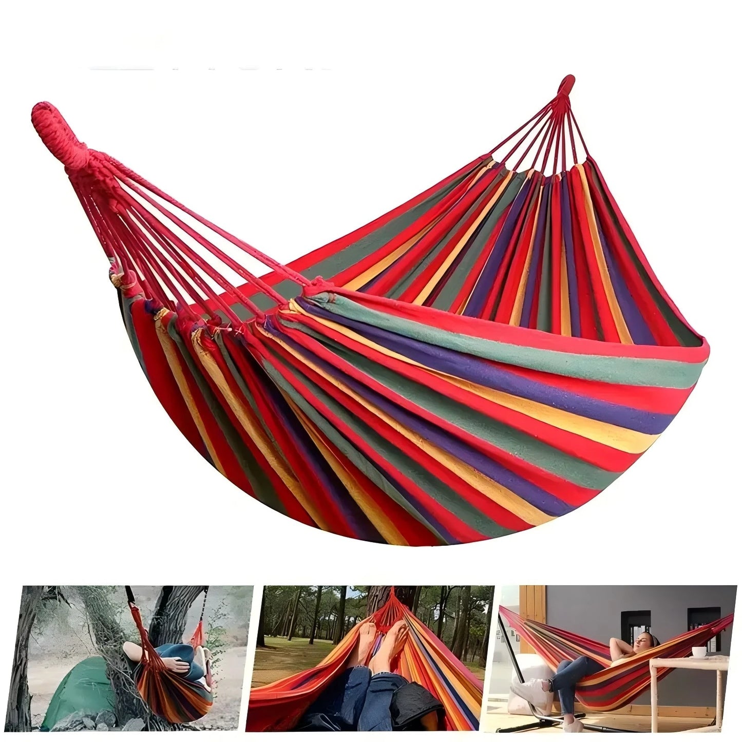 WESTTUNE Outdoor Multicolor Canvas Hammocks/Tree Ropes Load-Bearing Up To 440 lbs