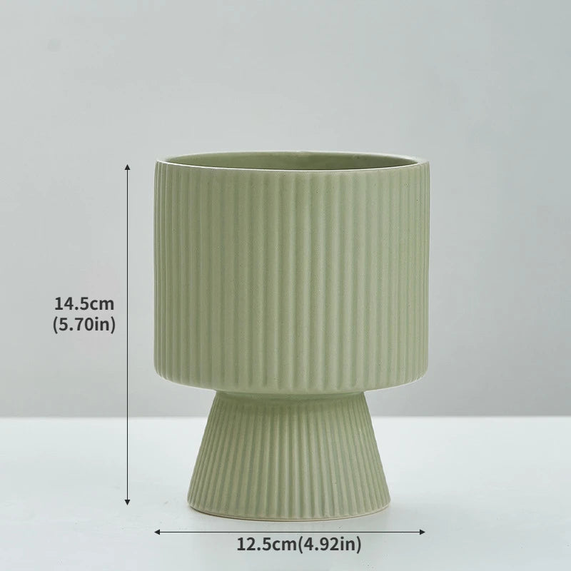 Nordic Creative Striped Ceramic Flower Pots, Modern Minimalist Morandi Vases, Green Plants, Home Decoration, Modern Decoration