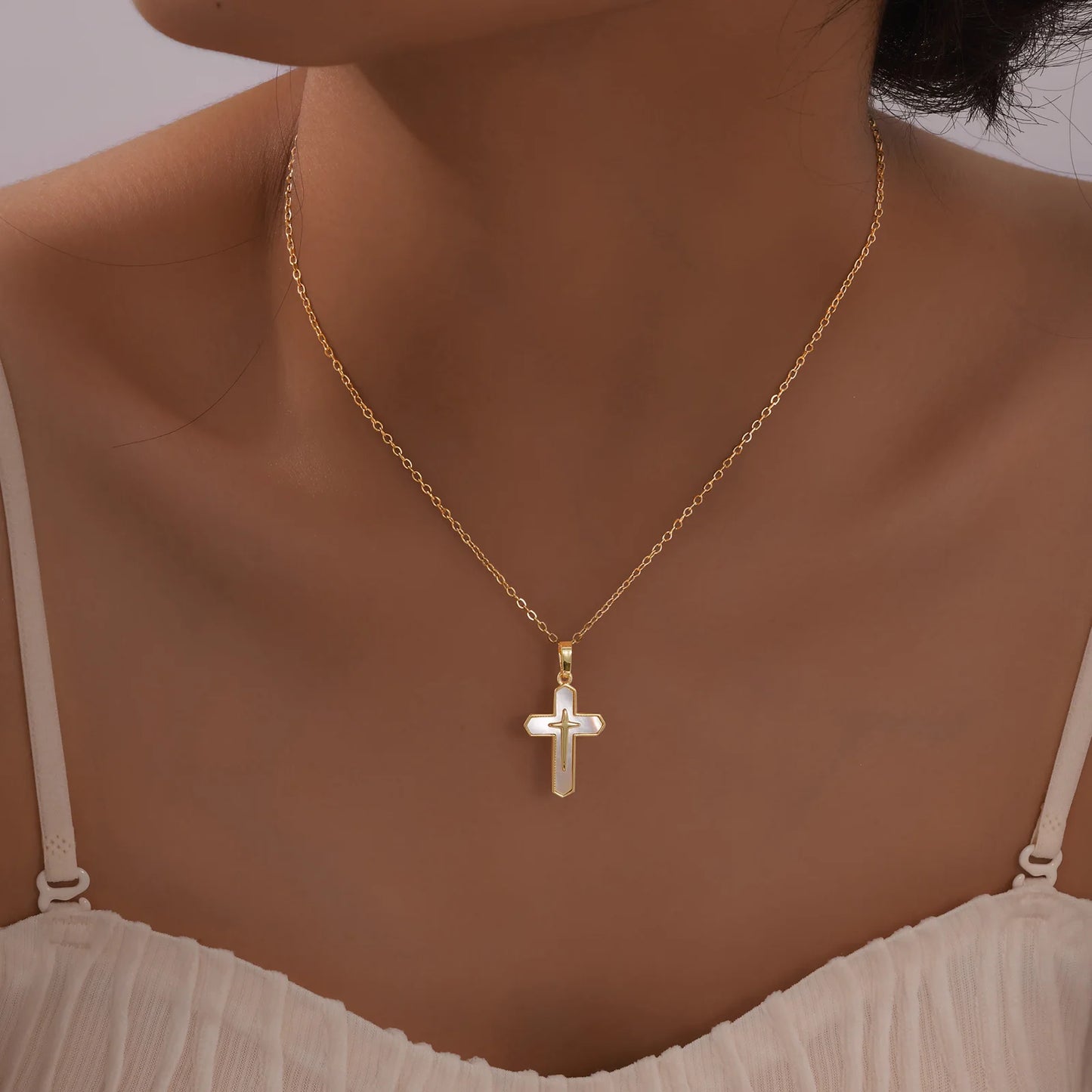14k Gold Plated Cross Necklace for Women, Cruz Pendant Faith Religious Christian Jewerly Chain 16inch To 24inch