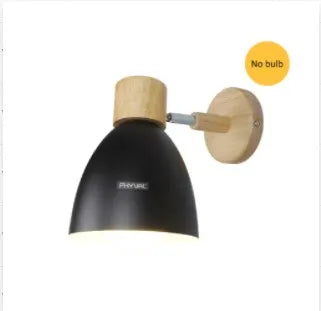 Nordic Iron Plain Dyed Up-Down Shade Direction Wall Mounted Wood Base Wall Lamps/Colors-White/Green/Yellow/Black/Gray/Pink/Bulb Cap Type E27