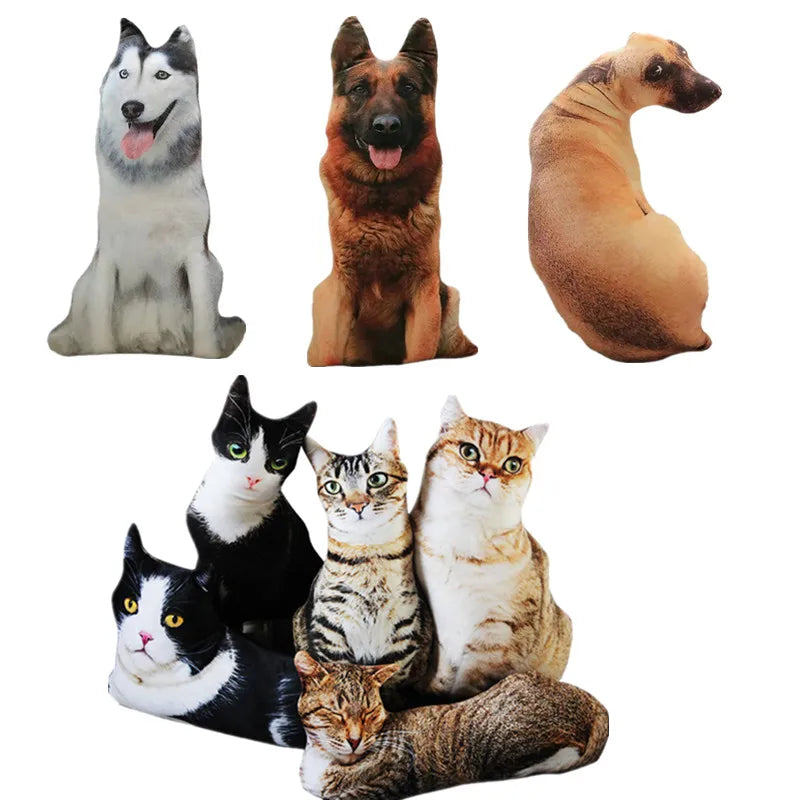 Soft Plush Realistic Cute 3D Cat-Dog Stuffed Animal Cotton Filling Pillows/Ages: 13-18 Years Old + Adults