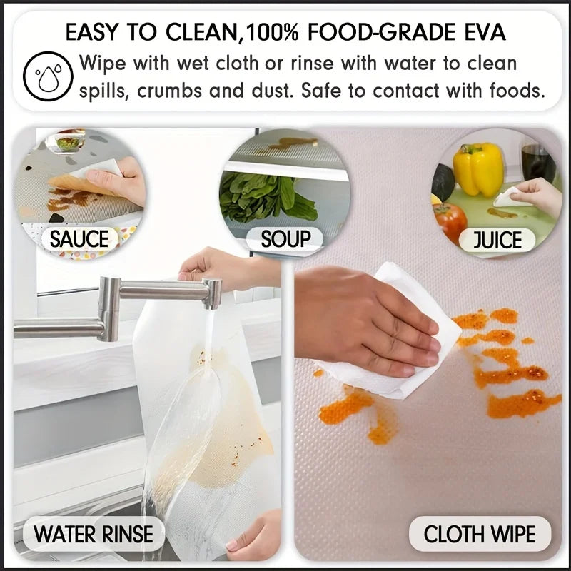 4 PCS Set Kitchen Rectangle Modern EVA Vinyl Rectangle Waterproof Refrigerator Liner Mats/ Size 29 x 45cm/ Colors-White/Blue/Green/Dots/Multicolor