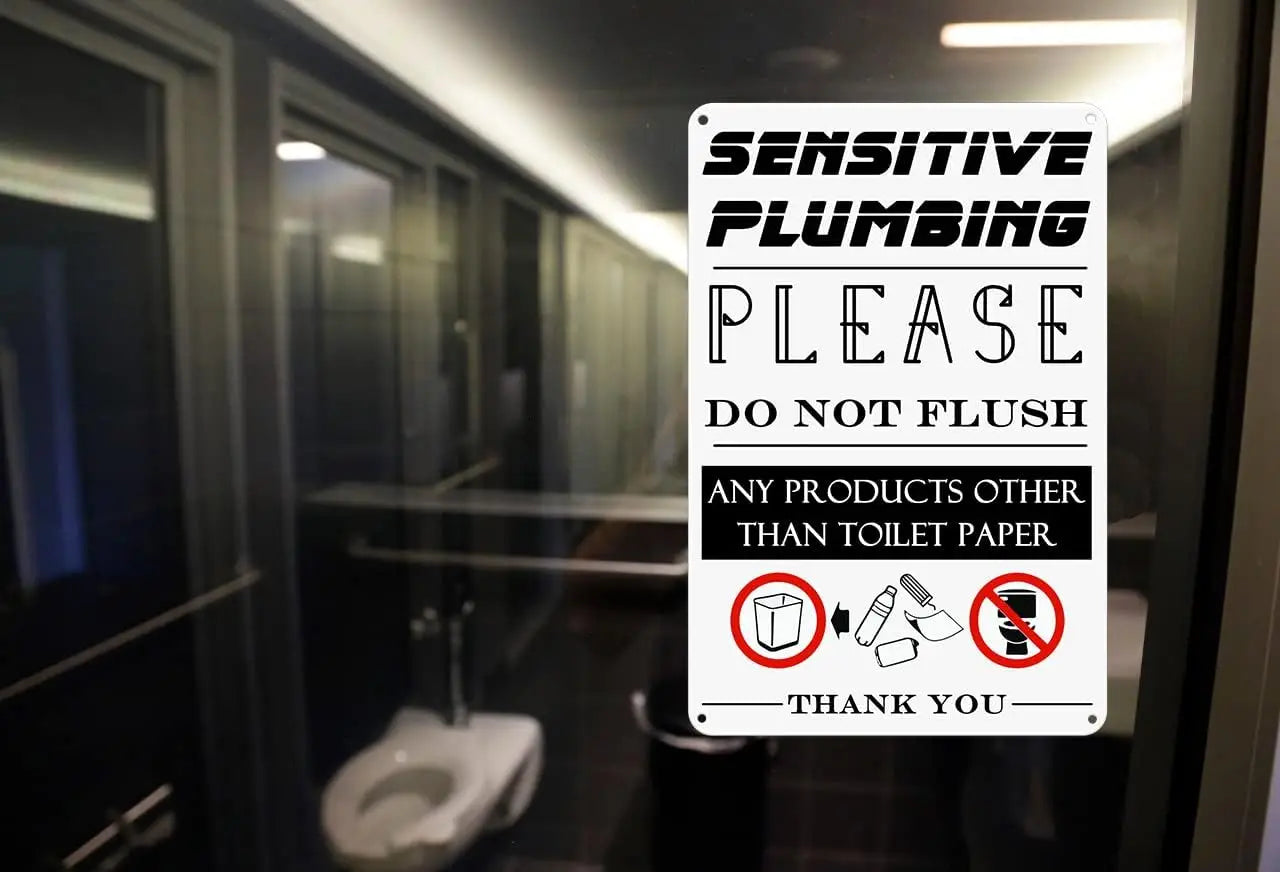 No-EN-Name-Null Waterproof Rust-Proof Round Corners White-Black-Red Rectangle Funny Saying Sensitive Plumbing-Please Do Not Flush-Any Products Other Than Toilet Paper-Thank You-Bathroom Tin Metal Novelty Signs