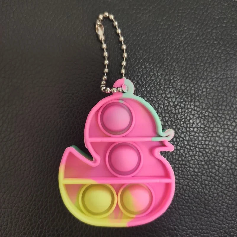 Multiple Shapes Mini Keychain Pinch Music Silicone Push Pops Rainbow Sherbet Ice Cream Colors Fidget Toys/Colors-Pink/Multicolor/Ages: 18 + Years Older