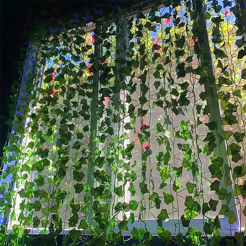 30PCS Plastic-Silk Artificial Non-Flowering Green Rattan Hanging IVY Leaf Vines